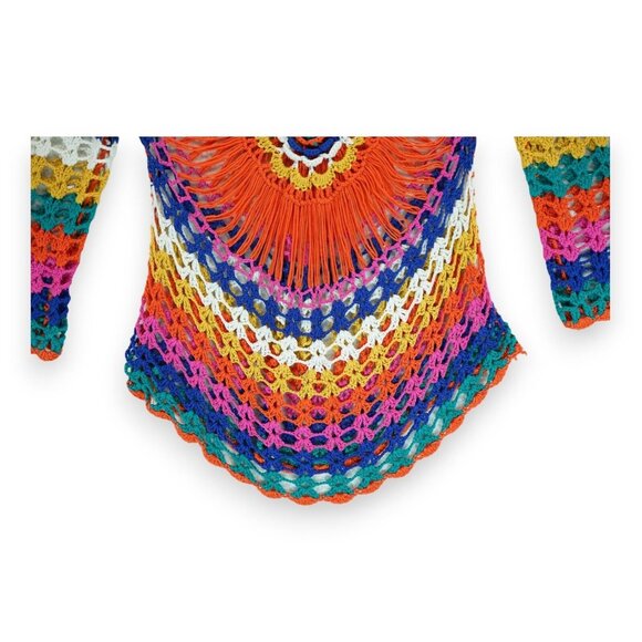 Venus S/M Hippie Chick Funky Boho Women's Crocheted Sweater 1970's - Picture 3 of 7